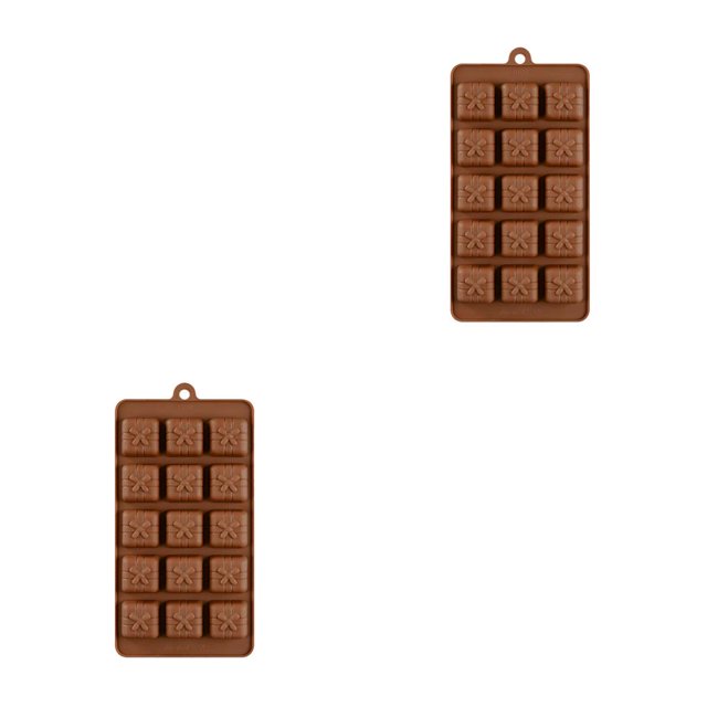 Billuyoard Molde de Chocolate, caja de regalo de Navidad, molde de silicona para dulces, herramienta de panadería de 15 cavidades, accesorios de postre DIY PC 1 2piezas Billuyoard CBP140824