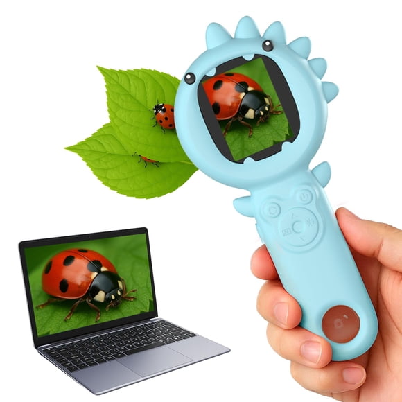 Microscope PHNIXGAM Cámara 2 en 1 para niños con zoom de 500 aumentos, color azul