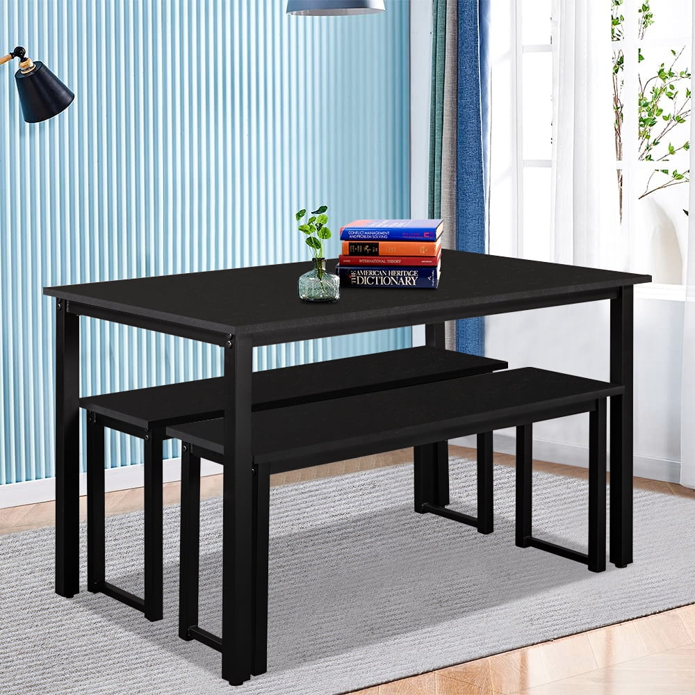 Dining Room Set, Kitchen Table Dining Table Set for 4, Space-Saving Dining Room Set with Bench, 3 Piece Table Set for Kitchen, Durable Dining Room ...