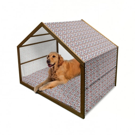 London Pet House, Famous English City Popular Landmarks and UK Tourism Travel Destination, Outdoor & Indoor Portable Dog Kennel with Pillow and Cover, 5 Sizes, Multicolor, by Ambesonne