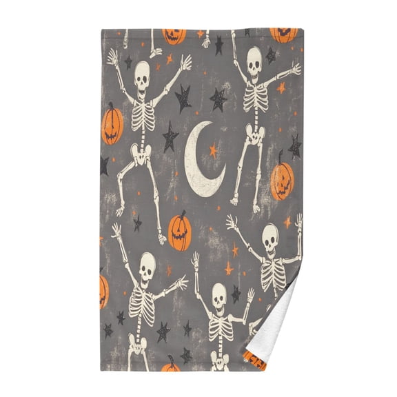 Yayeee 100% Cotton Hand Towels for Bathroom 16" x 28" Soft Absorbent Kitchen Towel, Gray Halloween Skeleton