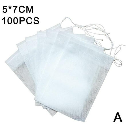 100pcs Empty Tea Bags Filter Loose Paper Teabags Herb Seal String NEW Heat H3O4