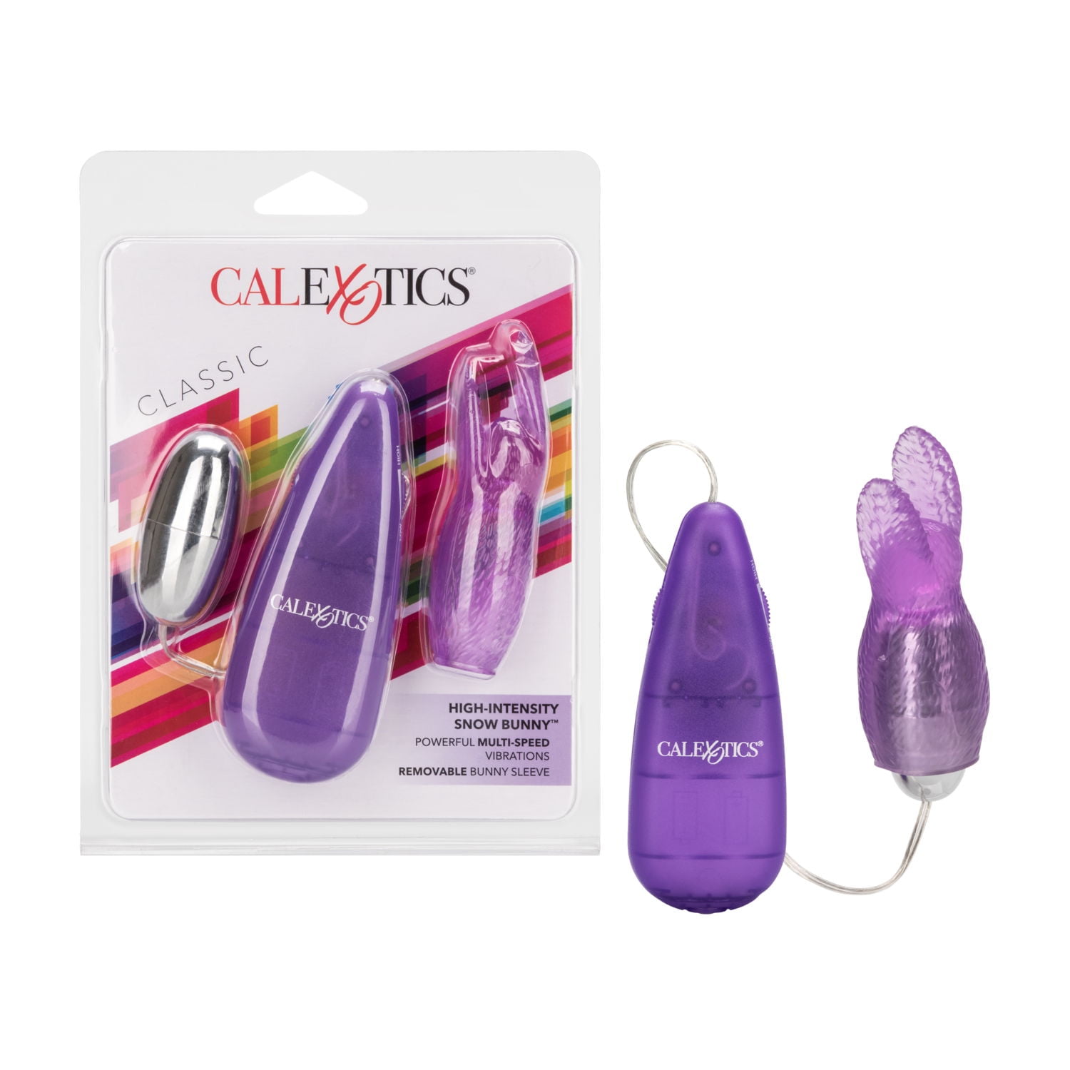 CalExotics High-Intensity Multi-Speed Soft Removeable Snow Bunny Bullet Vibrator - Purple