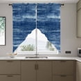 thumbnail image 4 of Navy Blue Swag Valances for Windows 2 Pack Modern Abstract Gradient Blue Lines Texture Swag Kitchen Curtains 36 Inches Long Rod Pocket Short Window Treatment for Kitchen Bathroom 36"x36", 4 of 9