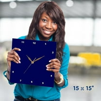 3dRose, Navy Blue, 15x15 Wall Clock