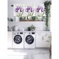 thumbnail image 7 of Kitchen Valances for Window, Blossom Purple Tulip Flower Light Filtering Rod Pocket Valance Curtain, Spring Floral Leaves on White &nbsp;Short Curtains Window Topper for Bedroom Living Room 54x18in, 7 of 7