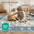 thumbnail image 4 of ODIKA 8'x10' Washable Area Rug Durable, Non-Slip Beige Vintage Distressed Botanical Field Traditional Bathroom for Living Room, Under Sectional, Family, 4 of 7
