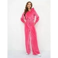 thumbnail image 6 of Women'S Solid Color Zip Up Hoodie and Drawstring Pants Two Piece Set Fashionable Rose Red M, 6 of 9
