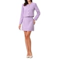 thumbnail image 1 of Conjunto de Blazer de Tweed INSPIRE CHIC para Mujeres, Elegante, 2 Piezas, Blazer y Falda, Color L Púrpura, 1 of 6