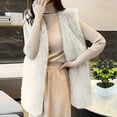 thumbnail image 2 of ABATAB Women's Cardigans Vests Warm Winter Plush Duster Coats Sleeveless Thermal Waistcoats Fuzzy Fleece Long Gilet Jackets(X-Large,White), 2 of 7
