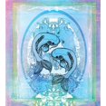 thumbnail image 3 of Japanese Duvet Cover Set, Soul Mate Oriental Exotic Fishes on Gradient Round Framed Sea Illustration, Decorative 3 Piece Bedding Set with 2 Pillow Shams, King Size, Blue Lilac, by Ambesonne, 3 of 3