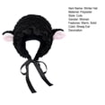 thumbnail image 7 of rygai Ladies Hat Photo Prop Sheep Ear Decor Solid Color Fluffy Thick Keep Warm Windproof Adjustable Winter Hat for Students,Black, 7 of 7