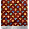 thumbnail image 1 of Soimoi Tissu en Viscose Rouge Chiffon Imprimé Géométrique Diamant au Mètre 42 Pouces de Large, 1 of 5