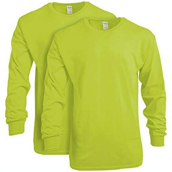 Gildan Adult Heavy Cotton Long Sleeve T-Shirt, Style G5400, 2-Pack X-Large Safety Green