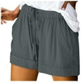 thumbnail image 3 of Women's Shorts Plus Size Casual Summer Beach Drawstring With Pockets Loose Cute Vacation Trendy Cargo Gym Bike Pull On Jogger Dark Gray Bottoms Sizes 5XL, 3 of 7
