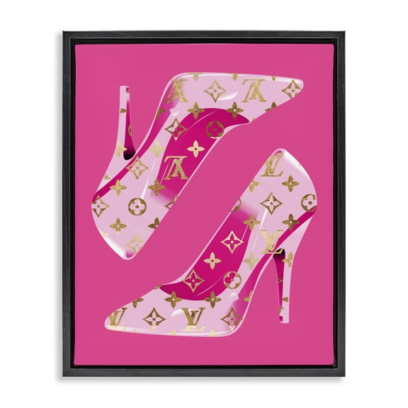 Stupell Industries Contemporary Pink Fashion Heels Black Floating Frame Canvas Art, 17 x 21, by Lil' Rue