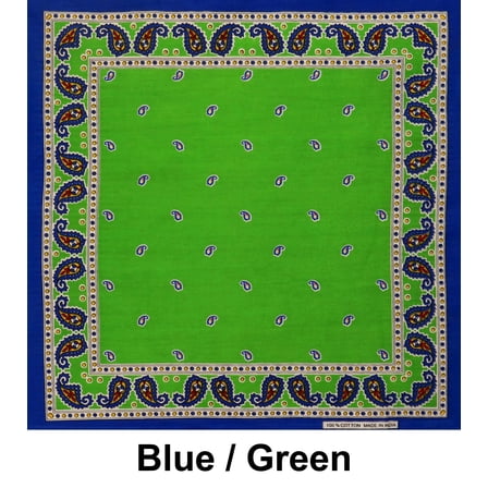 Blue Green Paisley Art Print Designs Cotton Bandana (22 inches x 22 inches)