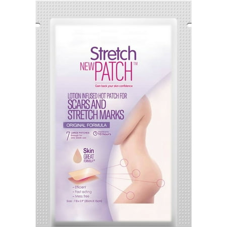 StretchPatch ORIGINAL Formula, Lotion Infused Hot Patch for Scars and Stretch Marks, 7 ea (20 x