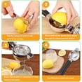 thumbnail image 2 of Exprimidor de limón de acero inoxidable 304, exprimidor de frutas manual, perfecto para naranjas, limones grandes y limas, prensa de metal de limón con tazón grande, 2 of 4