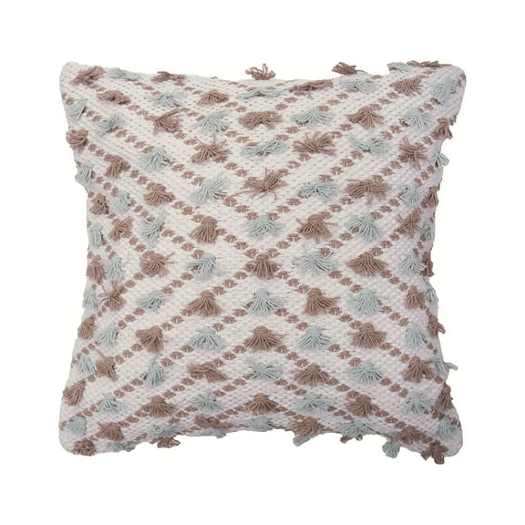 Diagonal Tuft Seaglass Woven Square Accent Throw Pillow, 18" x 18"
