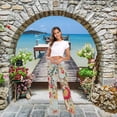 thumbnail image 2 of FREEAMG Womens Tropical Flowers Comfy Yoga Drawstring Lounge Pajama PJ Pants Wide Leg Sleepwear Bottom, 2 of 5