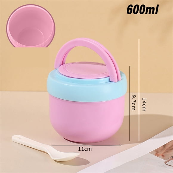 Cuenco portátil para sopa | Vaso de cereales impermeable con cuchara | Mini recipiente de viaje para comida de viaje 11x9,7cm | Múltiples colores | Tapa recién hermética | Comida de la oficina