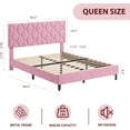 thumbnail image 2 of Pink Queen Bed Frame with Upholstered Headboard, Heavy-Duty Platform Bed Frame with Strong Wood Slats, No Box Spring Needed/Noise Free/Easy Assembly, 2 of 6