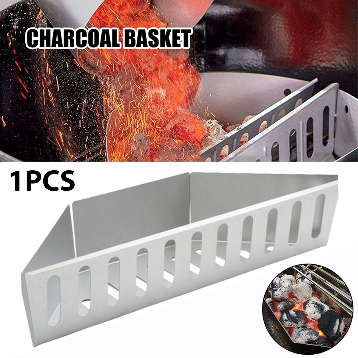 Adifare Charcoal Basket for Kettle Grill 15in Heavy Duty Aluminized Charcoal Holder High
