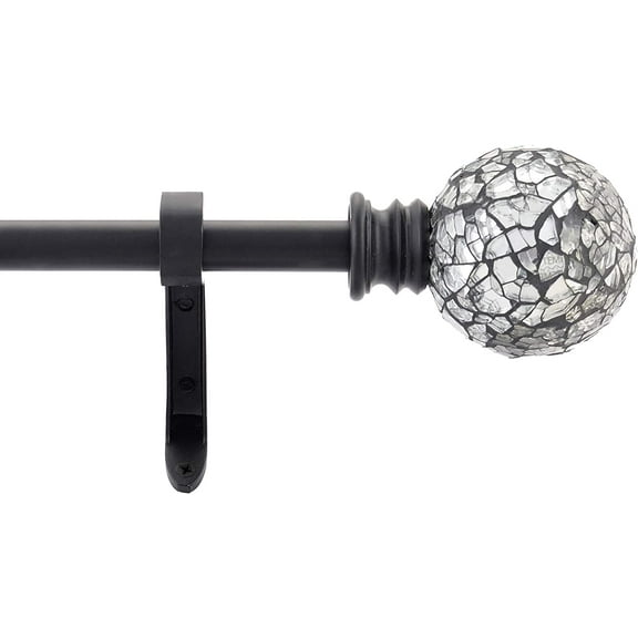 Deco Window Modern Powder Coated Mirror Mosaic Adjustable Single Curtain Rods, 36 in - 66 in