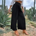 thumbnail image 3 of Wide Leg Pants for Women Casual Linen Palazzo Pants with Pockets Ladies Pull On High Waisted Beach Trousers, 2XL, 3 of 6