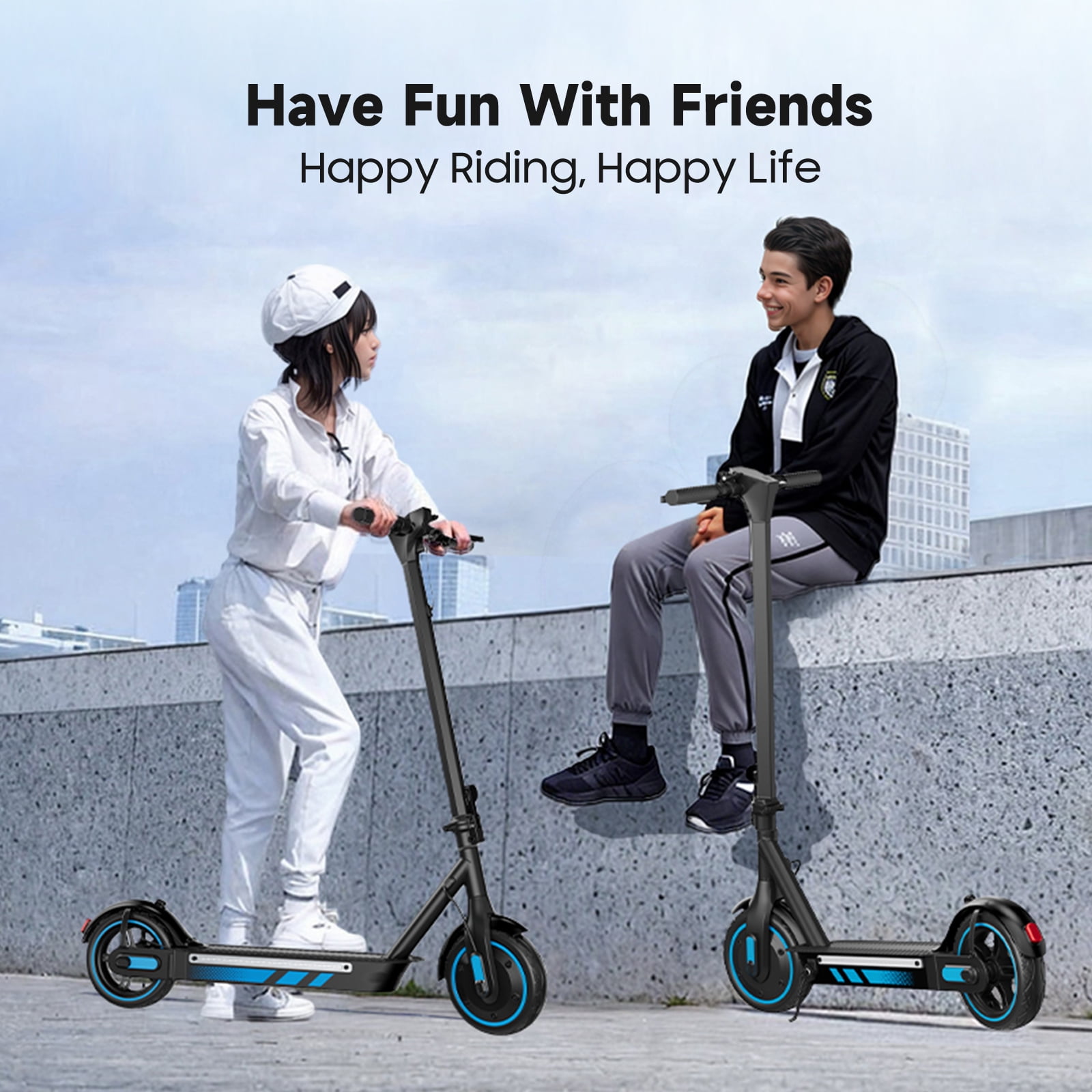 Electric Scooter for Adults, 600W Motor, 10"Air Tires, up to 25 MPH and 22-30 Miles Range, Foldable Commuter E Scooter with Drum Braking System and Smart APP Control Blue