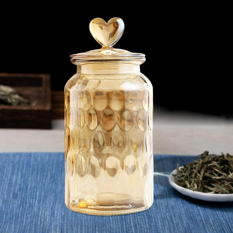 Airtight Jar Glass Storage Jar, Decorative Kitchen Lid, Glass Canisters for  Candy, Spice, Cookie, Sugar, Snacks 650ml 