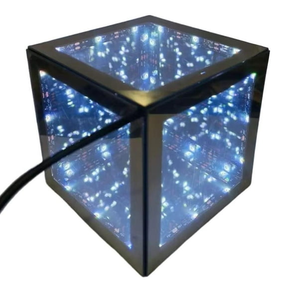 Prndkhn 3D Acrylic Cube LED Light, Abyss Effect Touch Dimmable Mood Lamp, Rechargeable USB-C Gamer Desk Decor, Cool & Creative Multicolor Decorative Mirror Art Desk Night Light for Bedroom