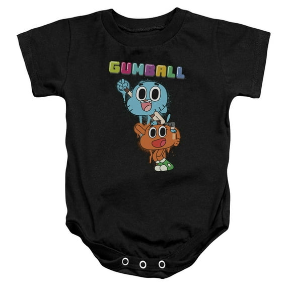 Trevco CN297-SS-4 Amazing World of Gumball & Gumball Spray Infant Snapsuit, Black - Extra Large - 24 Months