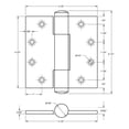 thumbnail image 2 of Deltana DSB45RM10WL 4.5" X 4.5" Solid Brass Square Corner Plain Bearing Mortise Hinge -, 2 of 2