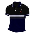 thumbnail image 2 of Men's American Flag Print Collared T-Shirt, Patriotic Button Down Collared Top, Independence Day 4th of July Graphic Tee for Men, Casual Short Sleeve T Shirt Blue L, 2 of 4