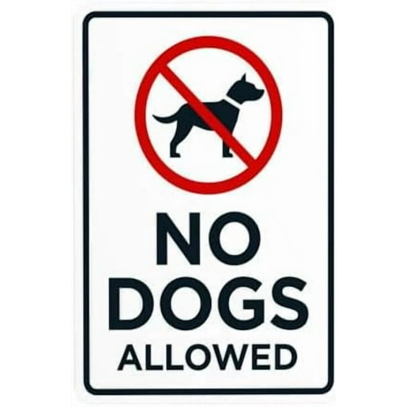 No Dogs Allowed Sign With Graphic Warning Sign, Metal Signs for Business Home Outdoor Indoor Road Yard Garage Street Wall Caution Custom Decor 8 x 12 Inch