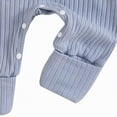 thumbnail image 4 of mgoYE Infant Boys Girls Clothes Set Newborn Baby Romper Hat Ribbed Knit Long Sleeve Button Solid Bodysuit Jumpsuit(Blue,3-6 Months), 4 of 6