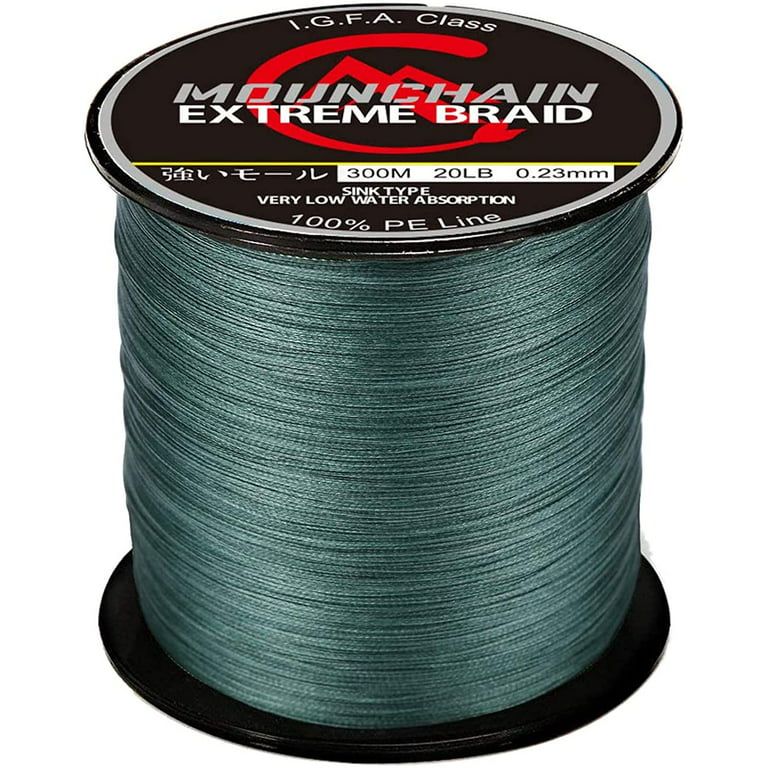 100% PE 4 Strands Braided Fishing Line, 10 20 30 40 lb Sensitive Braided Lines, Super Performance, Abrasion Resistant, Size: 500M 40lb, Green