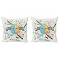 thumbnail image 1 of Ambesonne Science Throw Pillow Cover 2 Pack, 2 Sides of Brain, 24", Marigold Turquoise Grey, 1 of 2