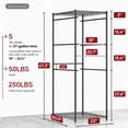 thumbnail image 3 of BestOffice 5-Tier Tote Storage Rack Wire Storage Shelving Unit Metal Rack Organizer Garage Storage System for 27 Gallon Bins 18"-20.6" Width Compatible for Garage Pantry Kitchen Basement, Black, 3 of 9