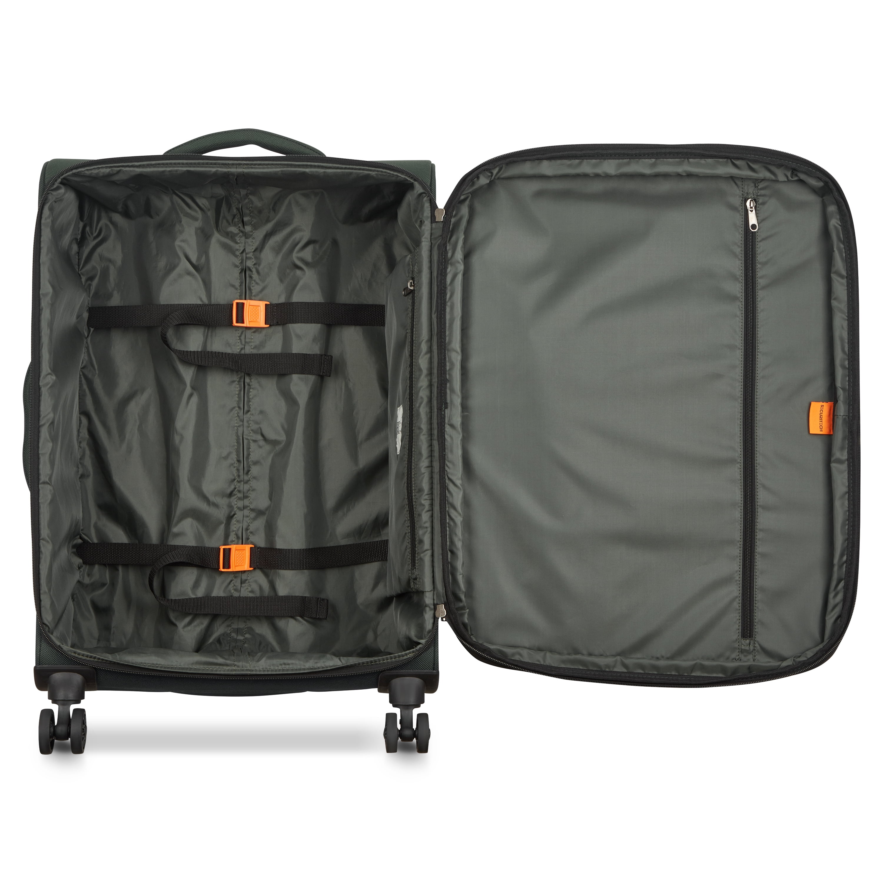 Securitech by Delsey, Rugged 2 PC Softside Luggage Set includes Carry-on & Medium Checked Sizes, Green