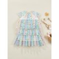 thumbnail image 3 of Xingqing Robe Princesse pour Enfants Filles Été Douce Sans Manches Imprimé Étoile Arc-en-Ciel Robe à Étages, 3 of 7