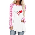 thumbnail image 2 of YWDJ Valentines Day Tees for Women Long Sleeve Plaid Tops Valentines Day Holiday Womens Tops Dressy Hearts Print Blouses Crew Neck Pullover Tops Raglan Sleeve Tees Tops Pink L, 2 of 4