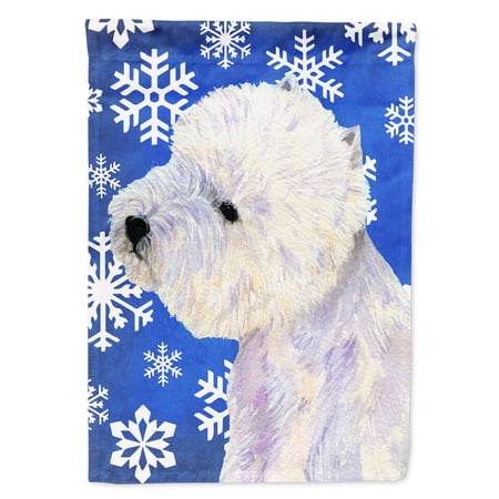 Carolines Treasures LH9270-FLAG-PARENT Westie Winter Snowflakes Holiday Flag multicolor