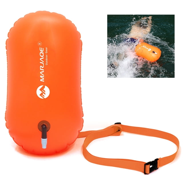 Tignapoo Orange Waterproof Inflatable Swim Bag for Outdoor Activities - Adjustable Waistband, Ideal for Kayaking, Boating, and Rafting - 8kg Buoyancy, Lightweight PVC Design