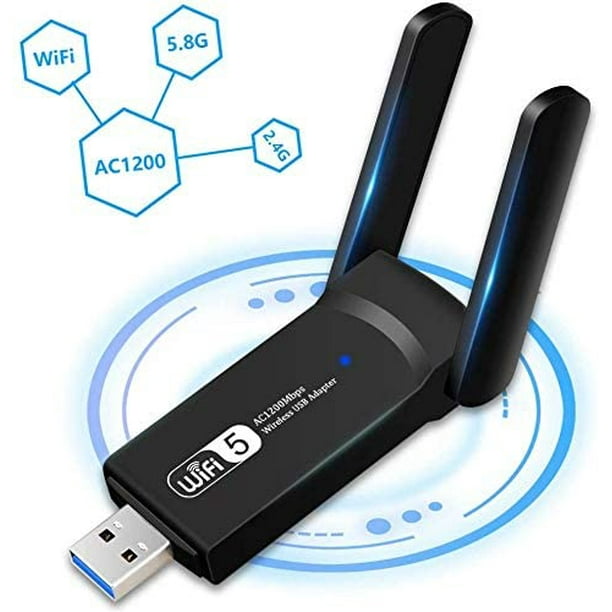 Adaptateur WLAN 1200 Mbit/s, Clé WiFi avec 2 x antenne Clé WiFi USB 3.0 