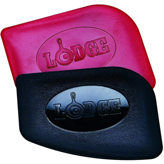 Lodge Pan Scrapers. Handheld Polycarbonate Cast Iron Pan Cleaners. 2-Pack. Red/Black