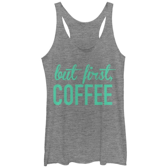 Women's CHIN UP First Coffee  Racerback Tank Top Gray Heather Large