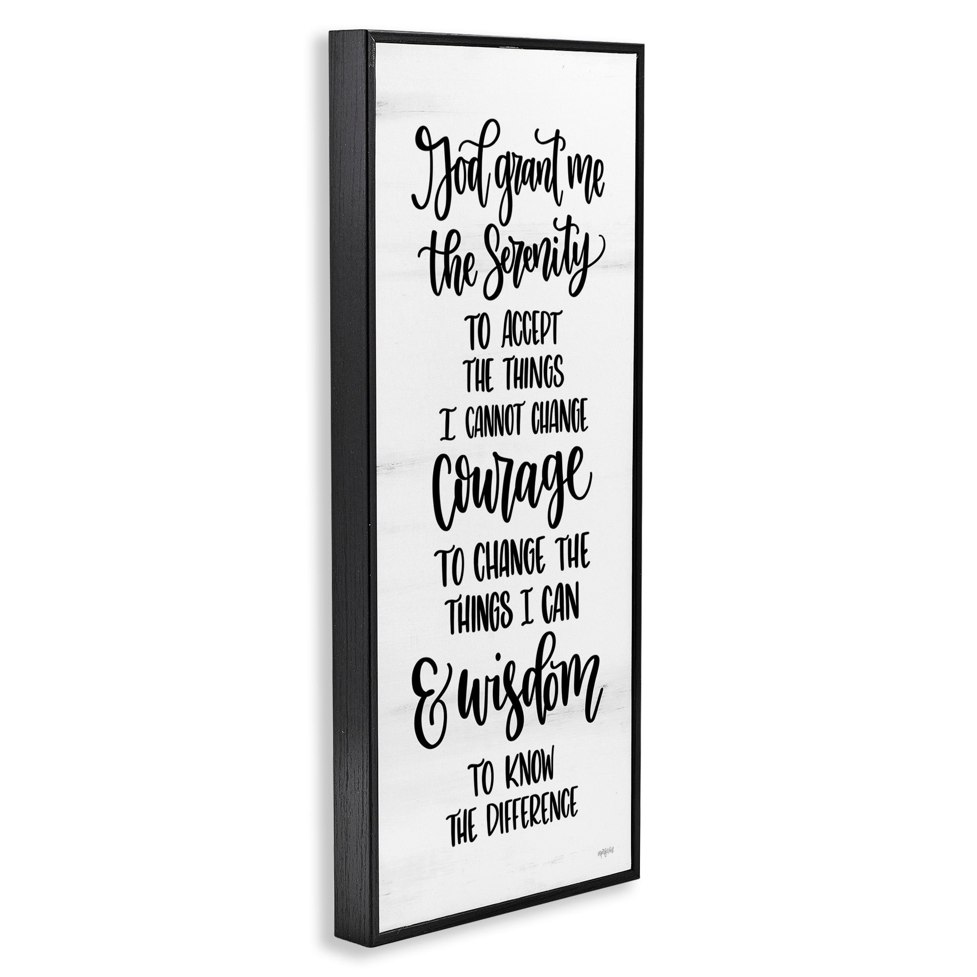 Stupell Industries Serenity Courage & Wisdom Meaningful Spiritual Quote Graphic Art Black Framed Art Print Wall Art, Design by Imperfect Dust